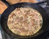 Une image de l'étape 10 de Trio de pâtes aux girolles, pancetta, emmental et persil (pasta cheese).