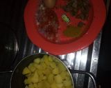 A picture of step 1 of Potato with scramble egg.