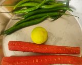 A picture of step 1 of Red Carrot Green Chilli Pickle - 10 minutes Instant Pickle.