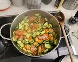 A picture of step 5 of Homemade Squid Ink Tagliolini with Jumbo Shrimp and Zucchini.