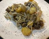 Foto del paso 6 de la receta: Patatas con setas, gulas, gambas y huevos rotos en Airfryer Cosori