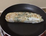 A picture of step 5 of Japanese rolled omelette.