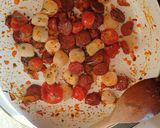 A picture of step 3 of Seafood pasta with chorizo.