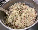 A picture of step 12 of Gratin with Orzo, Sausages, Mushrooms, and Emmental Cheese.