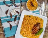 A picture of step 2 of Peri Peri Rice with peri peri Chicken.