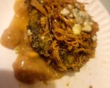 A picture of step 3 of "Southern Layers" Meal-in-One (Pork, Green Cake Fritters, Beans).
