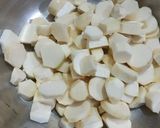 A picture of step 1 of Rasedaar Arbi /calocasia curry.