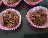 A picture of step 5 of My Cornflake & Oat Bars with M&Ms choc spread butter crispies 💙.