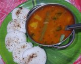 A picture of step 9 of Sambhar with idli.