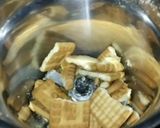 A picture of step 1 of Chocolate burfi using parle g biscuit 🍪.