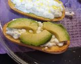 A picture of step 4 of Toasts with Cottage Cheese, Cherry Tomatoes, Guacamole, and More.