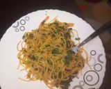 A picture of step 8 of Pan fried spaghetti n spinach.
