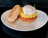 A picture of step 5 of My Muffin with Gammon, Pineapple + Poached Egg on Spinach.