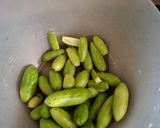 A picture of step 1 of Tendli pickle (ivy gourd).