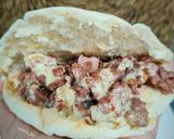 Foto del paso 7 de la receta: Pan pita con burger ibérica, panceta y salsa miel-mostaza
