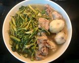 Hình bước làm 3 của món Canh khoai sọ,rau rút hầm xương