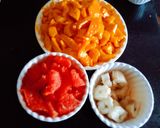 A picture of step 1 of Delicious tasty Kesar mango watermelon papaya juciy fruit custard.