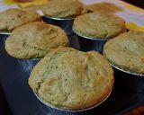 A picture of step 3 of Savory Pesto Muffins with a Surprise Center 🐣.
