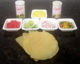 A picture of step 1 of Papad Corn Chaat.