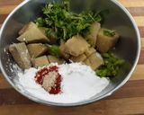 A picture of step 1 of Yam pakodi chaat.