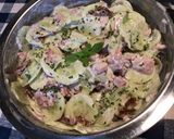 Une image de l'étape 13 de Concombres à la crème,jambon blanc,tomates séchées et basilic frais.