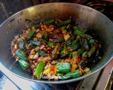 A picture of step 6 of Bhindi and Shallots Masala.