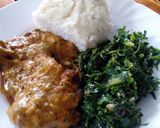A picture of step 1 of Ugali,chicken stew with mala and sukumawiki.