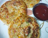 A picture of step 4 of Uttapam (leftover rice).