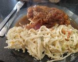 Foto del paso 9 de la receta: Pollo a la cerveza acompañado de fideos con verduras y casancrem