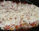 A picture of step 6 of Bread Lasagna in pan.