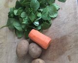 A picture of step 1 of Potato, carrot & spinach baby food.