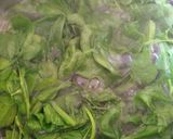 A picture of step 1 of Paneer in Green curry (methi chaman).