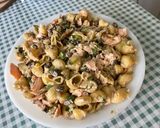Une image de l'étape 18 de Pâtes Pipe Rigate au saumon et champignons.