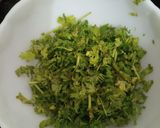 A picture of step 1 of Kotambir vadi and Palak pakora.