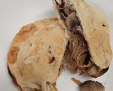 A picture of step 2 of Slow cooked pulled chicken and mushroom mini pies. gluten free with walnuts.