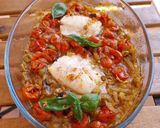 Foto del paso 5 de la receta: Bacalao al horno con cherrys, cebolla, aceitunas y anchoas
