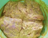 A picture of step 2 of Mustard Chicken Thighs with Bell Pepper and Mushroom Side.