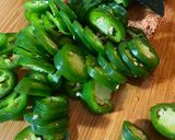 A picture of step 2 of Quick pickled jalapeño rings - i hear this are great on nachos.