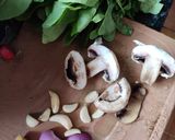A picture of step 1 of Mushroom Spinach soup.