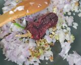 A picture of step 8 of Sarson ka Saag with Makki ki Roti.
