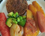 Foto del paso 6 de la receta: Hamburguesas veganas de bulgur y berenjenas, verduras al horno