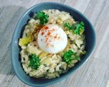 Une image de l'étape 4 de Œuf coulant sur son Risotto aux poireaux & champignons.