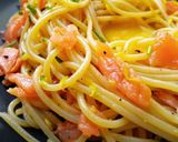 A picture of step 3 of Salmon 'Carbonara'.