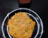 A picture of step 4 of Sattu and Mix veg cheela.
