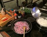 A picture of step 1 of Coconut, lentil and spinach curry (Vegan).