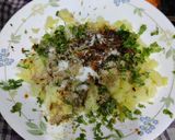 A picture of step 2 of Cone Aloo Chaat.