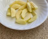 A picture of step 1 of Apple fries with caramel.