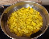 A picture of step 2 of Raw Mango jaggery pickle.