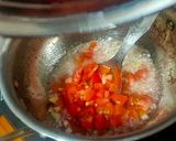 A picture of step 2 of African style Rajma with Nsima and peri peri sauce.