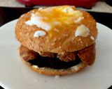 A picture of step 7 of My Black Pudding, Sausage & Poached Egg Sesame Seeded Bagel 🥰.